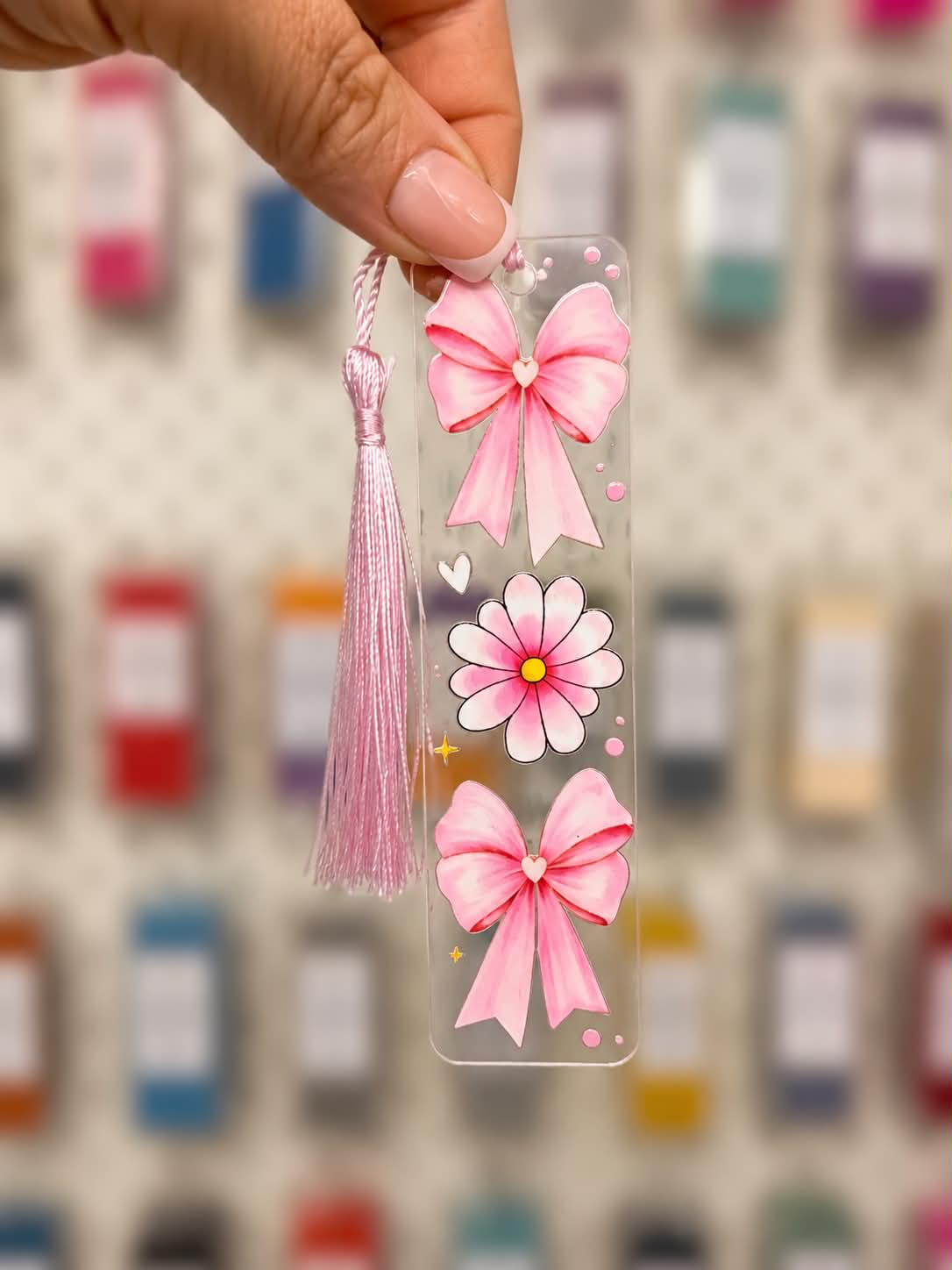 Pink Bow & Daisy Bookmark