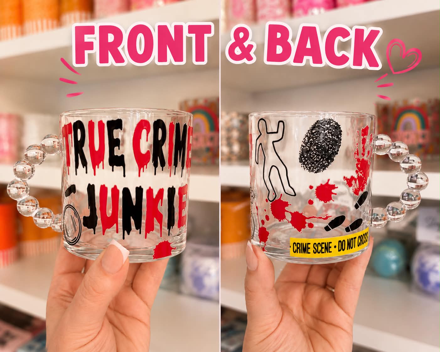 True Crime Junkie Glass Tea Cup
