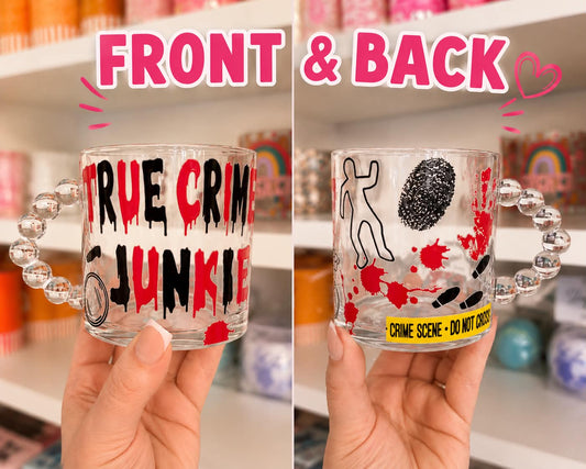 True Crime Junkie Glass Tea Cup
